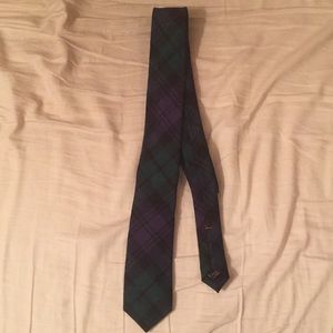 J. Crew Wool Green Purple Plaid Tartan Skinny Tie
